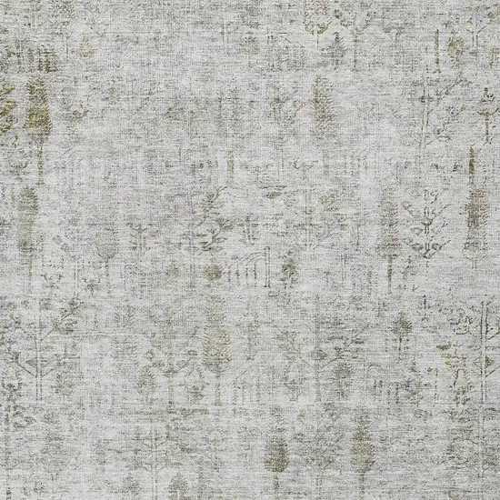 Silver Green And Gray Floral Washable Indoor Outdoor Area Rug Photo 5
