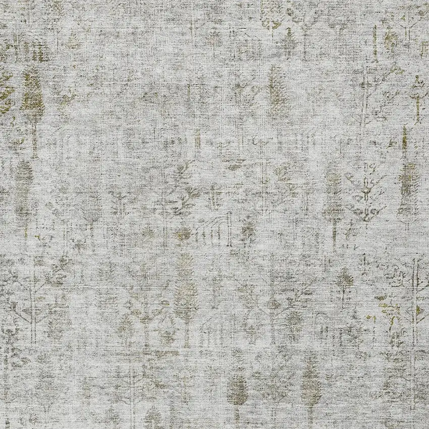 Silver Green And Gray Floral Washable Indoor Outdoor Area Rug Photo 5