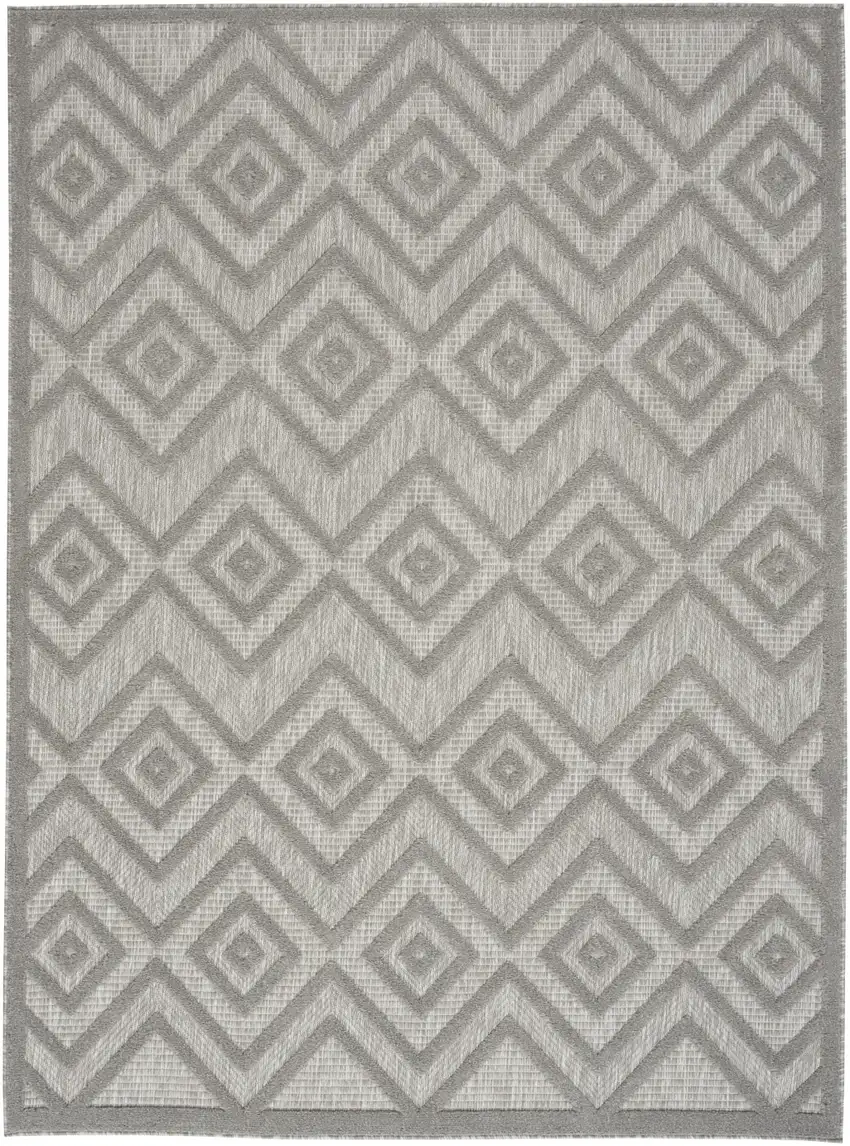 Silver Grey Argyle Indoor Outdoor Area Rug Photo 1