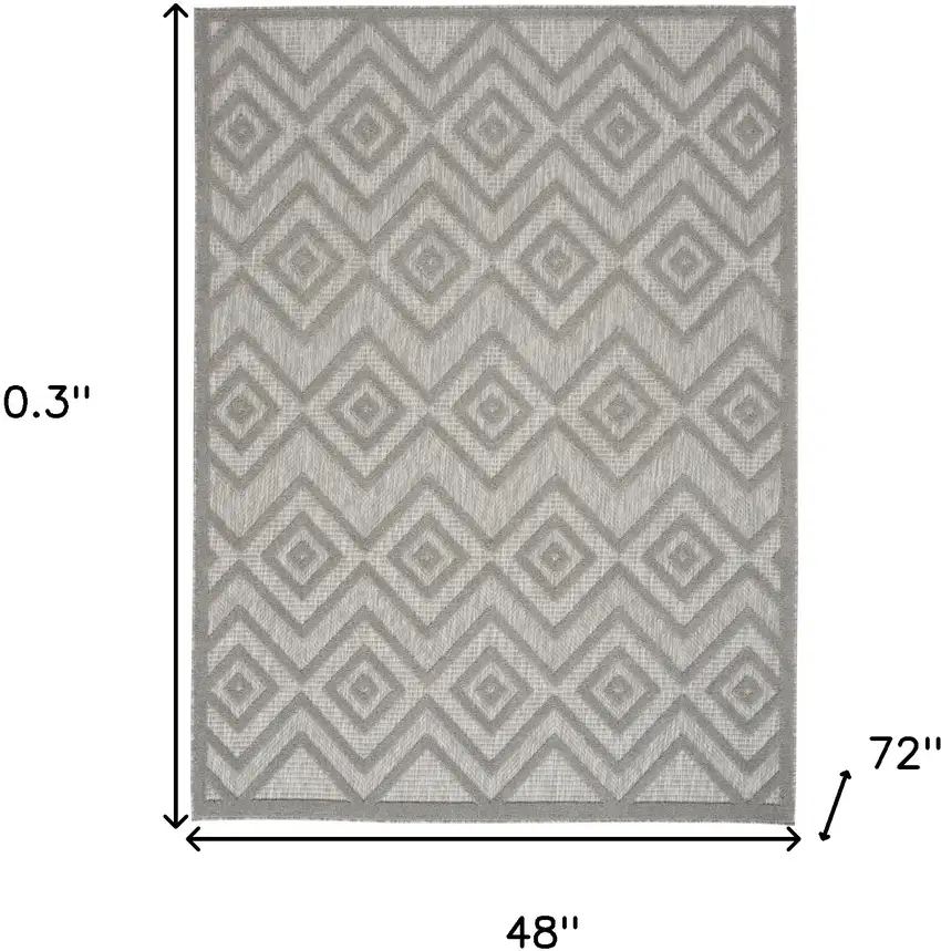 Silver Grey Argyle Indoor Outdoor Area Rug Photo 5