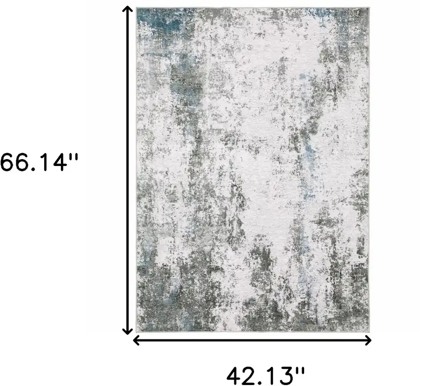 Silver and Gray Abstract Non Skid Area Rug Photo 3