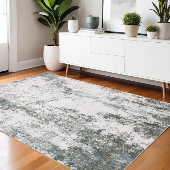 Silver and Gray Abstract Non Skid Area Rug Photo 1