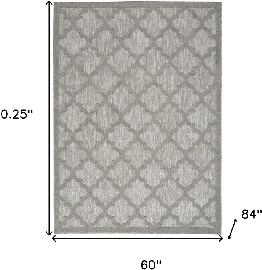 Silver Grey Ikat Indoor Outdoor Area Rug Photo 5