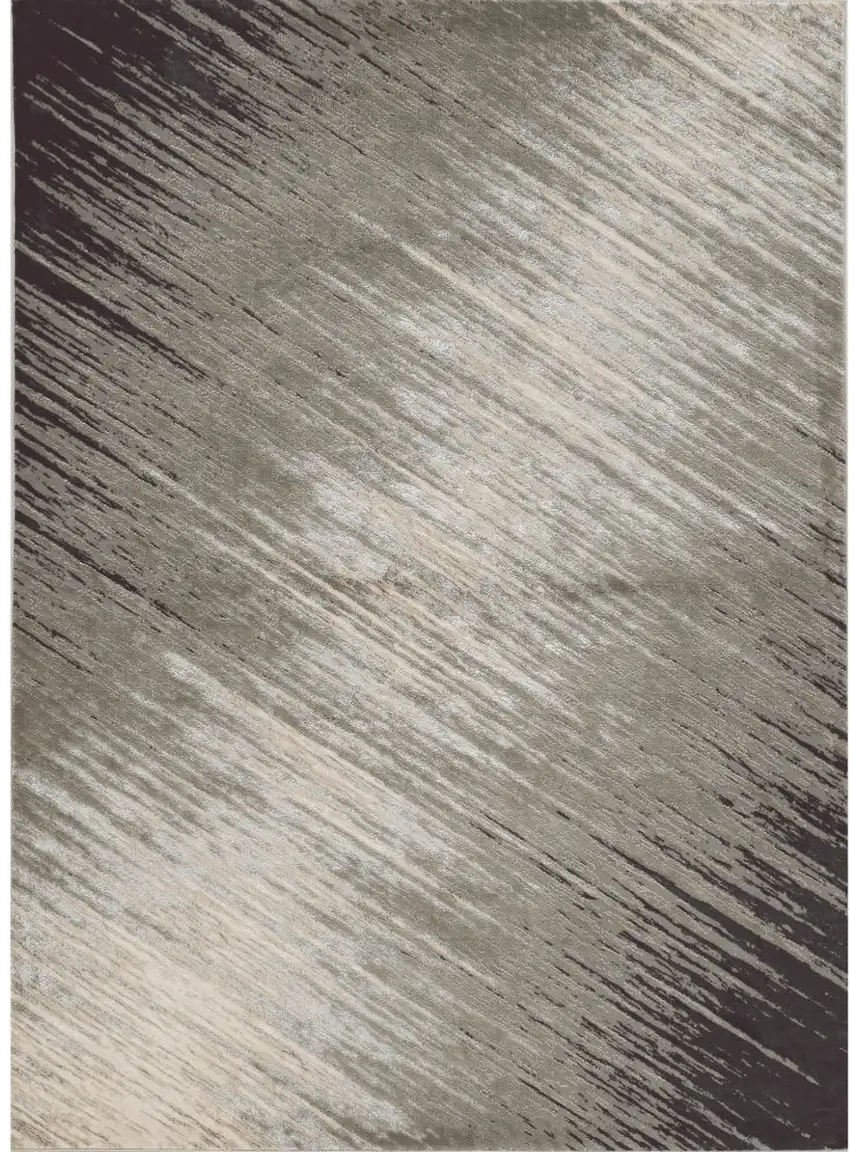3'X5' Silver Grey Machine Woven Abstract Brushstroke Indoor Area Rug Photo 2