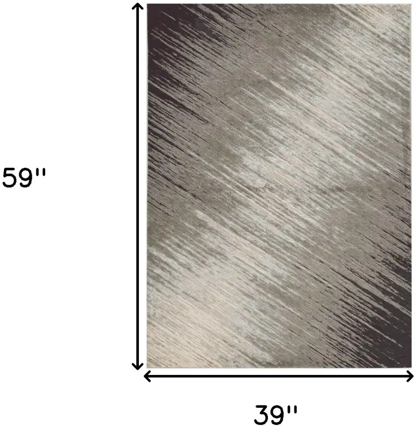 3'X5' Silver Grey Machine Woven Abstract Brushstroke Indoor Area Rug Photo 3