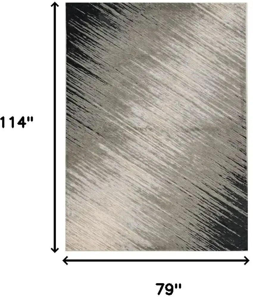 Silver Grey Machine Woven Abstract Brushstroke Indoor Area Rug Photo 3
