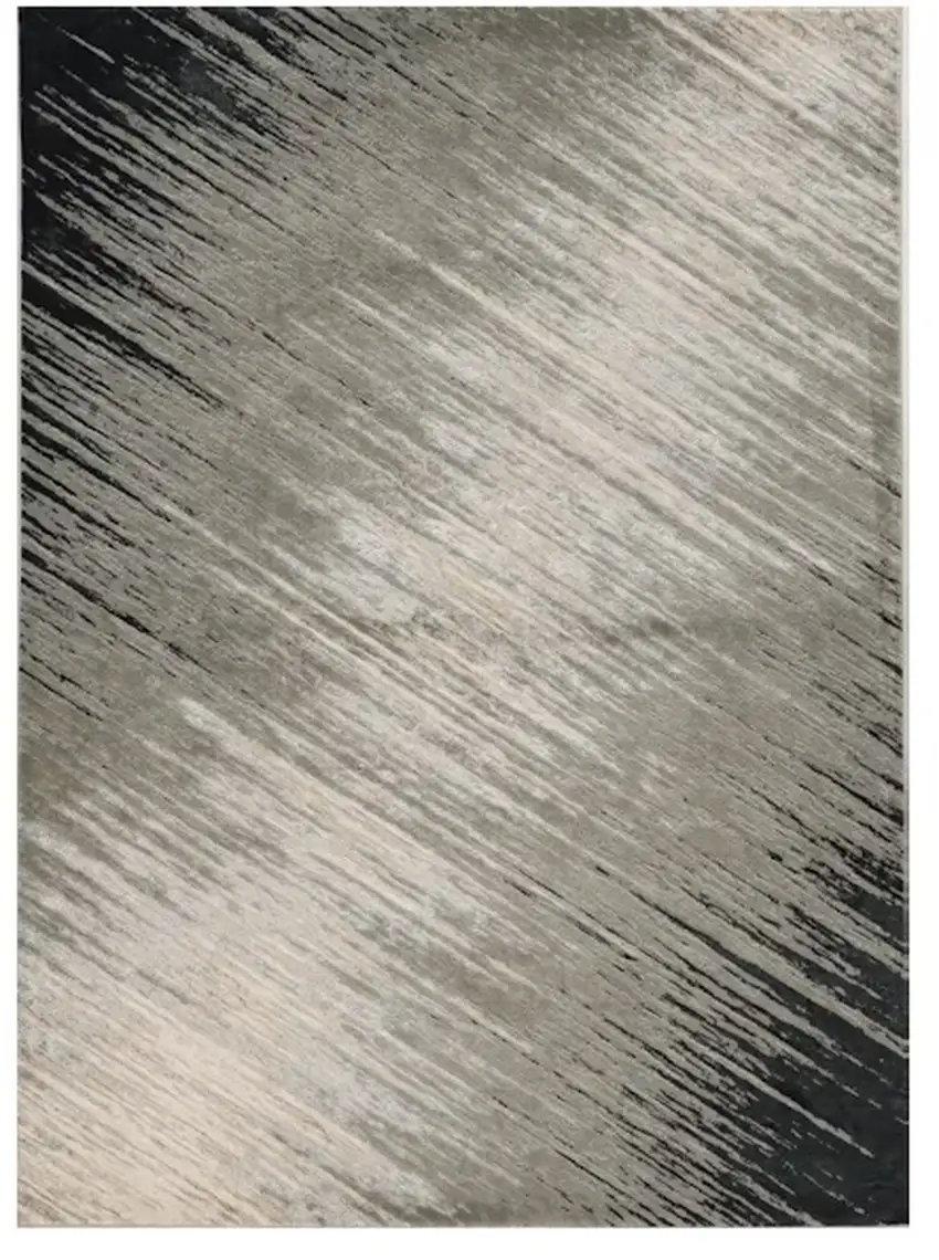 Silver Grey Machine Woven Abstract Brushstroke Indoor Area Rug Photo 2