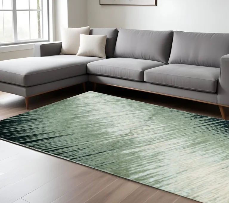Silver Grey Machine Woven Abstract Brushstroke Indoor Area Rug Photo 4