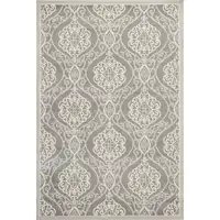 Photo of Silver Grey Machine Woven UV Treated Floral Ogee Indoor Outdoor Accent Rug