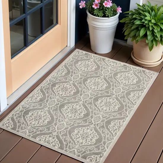 Silver Moroccan Indoor Outdoor Area Rug Photo 1