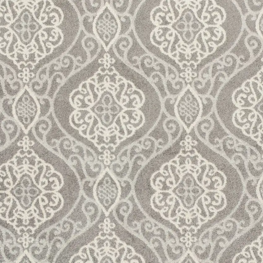 7'X10' Silver Grey Machine Woven Uv Treated Floral Ogee Indoor Outdoor Area Rug Photo 5