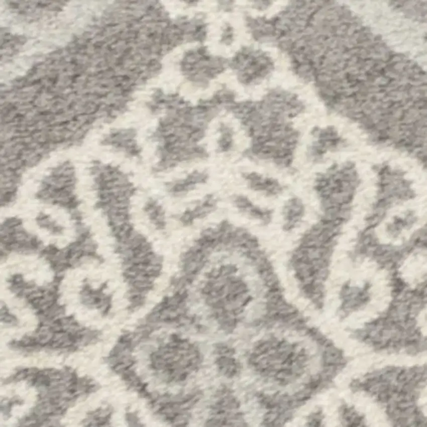 3'X5' Silver Grey Machine Woven Uv Treated Floral Ogee Indoor Outdoor Area Rug Photo 4