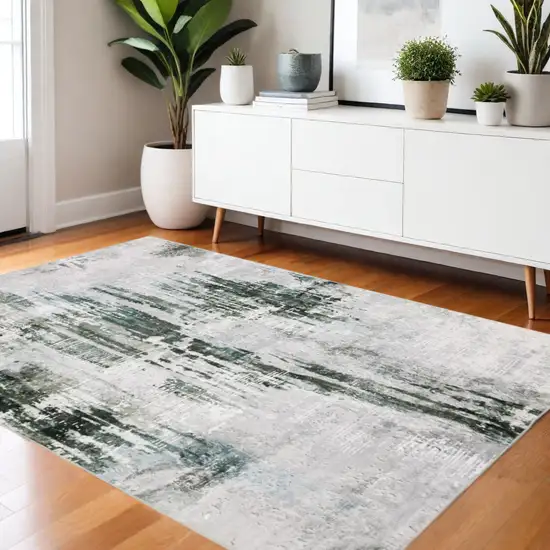 Silver and Gray Abstract Non Skid Area Rug Photo 1