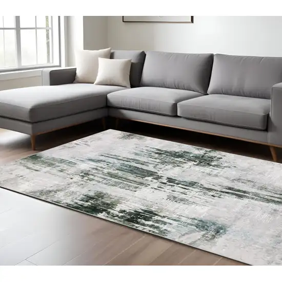 Silver and Gray Abstract Non Skid Area Rug Photo 1
