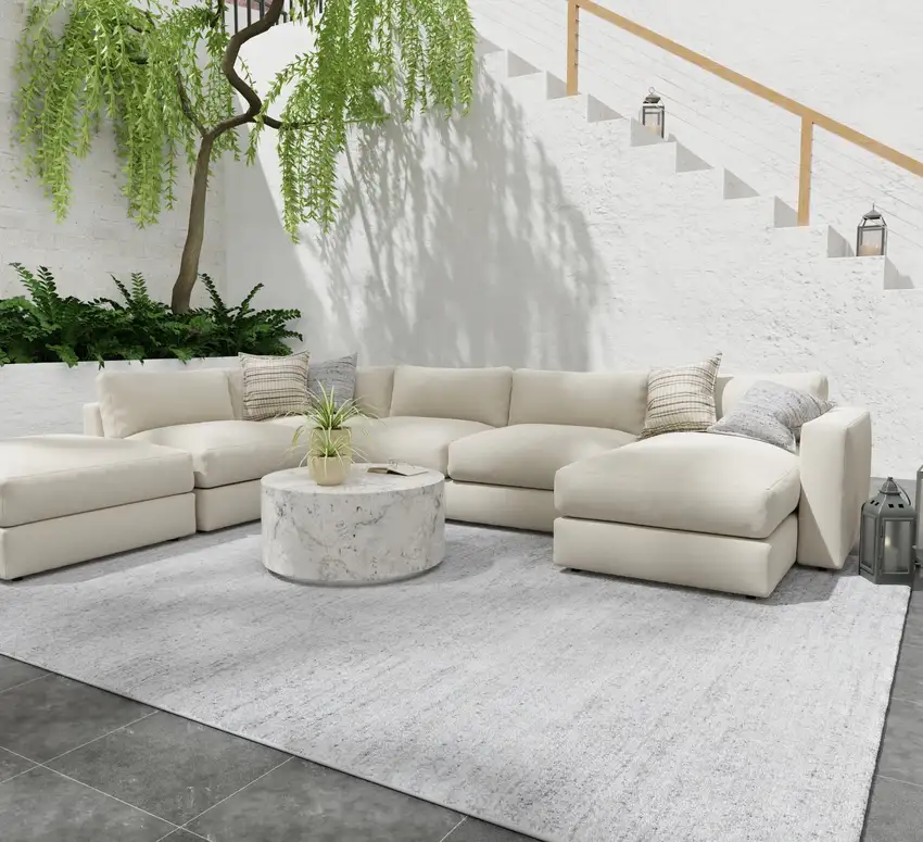 Silver Handmade Indoor Outdoor Area Rug Photo 3