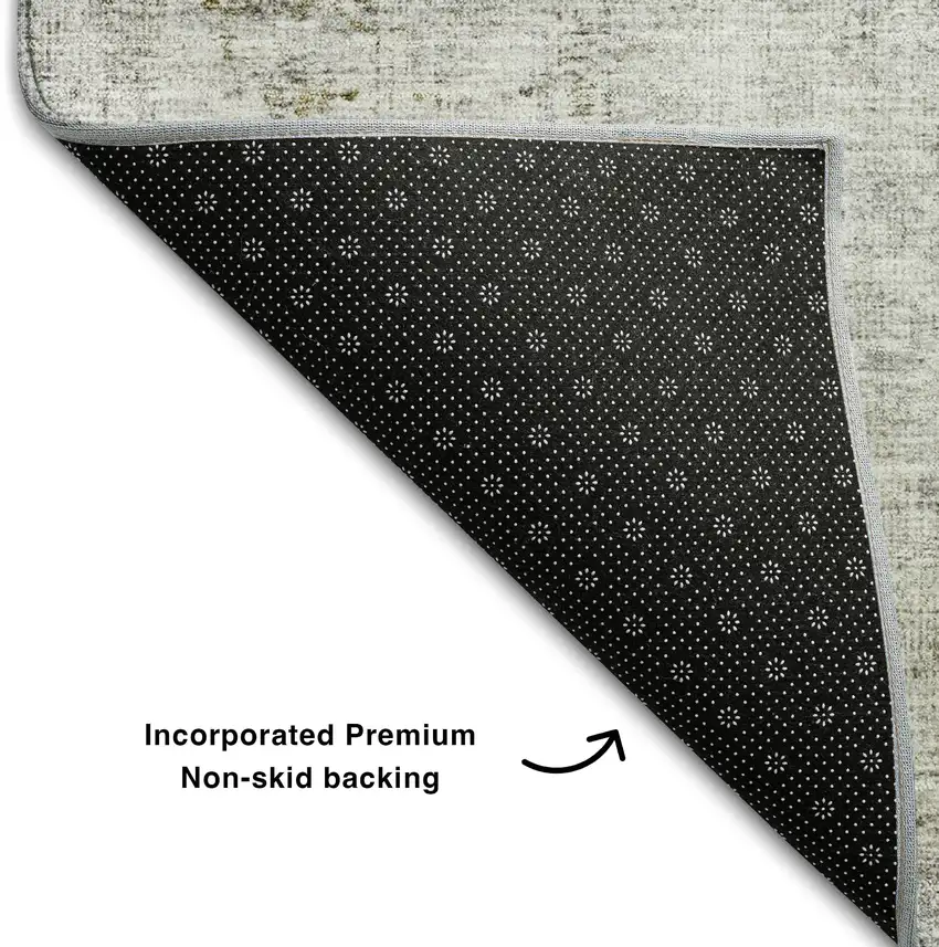 Silver Ivory And Beige Floral Washable Area Rug With UV Protection Photo 6