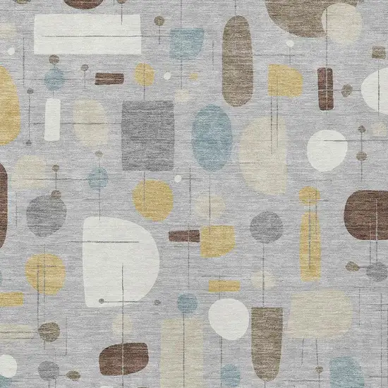 Silver Ivory And Brown Geometric Washable Indoor Outdoor Area Rug Photo 2