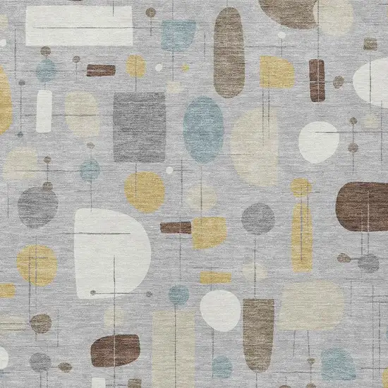 Silver Ivory And Brown Geometric Washable Indoor Outdoor Area Rug Photo 2