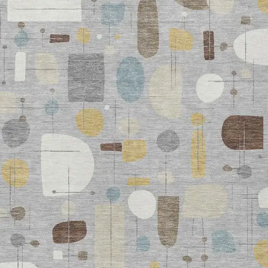 Silver Ivory And Brown Geometric Washable Indoor Outdoor Area Rug Photo 2