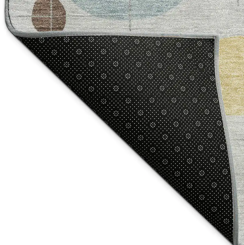 Silver Ivory And Brown Geometric Washable Indoor Outdoor Area Rug Photo 9