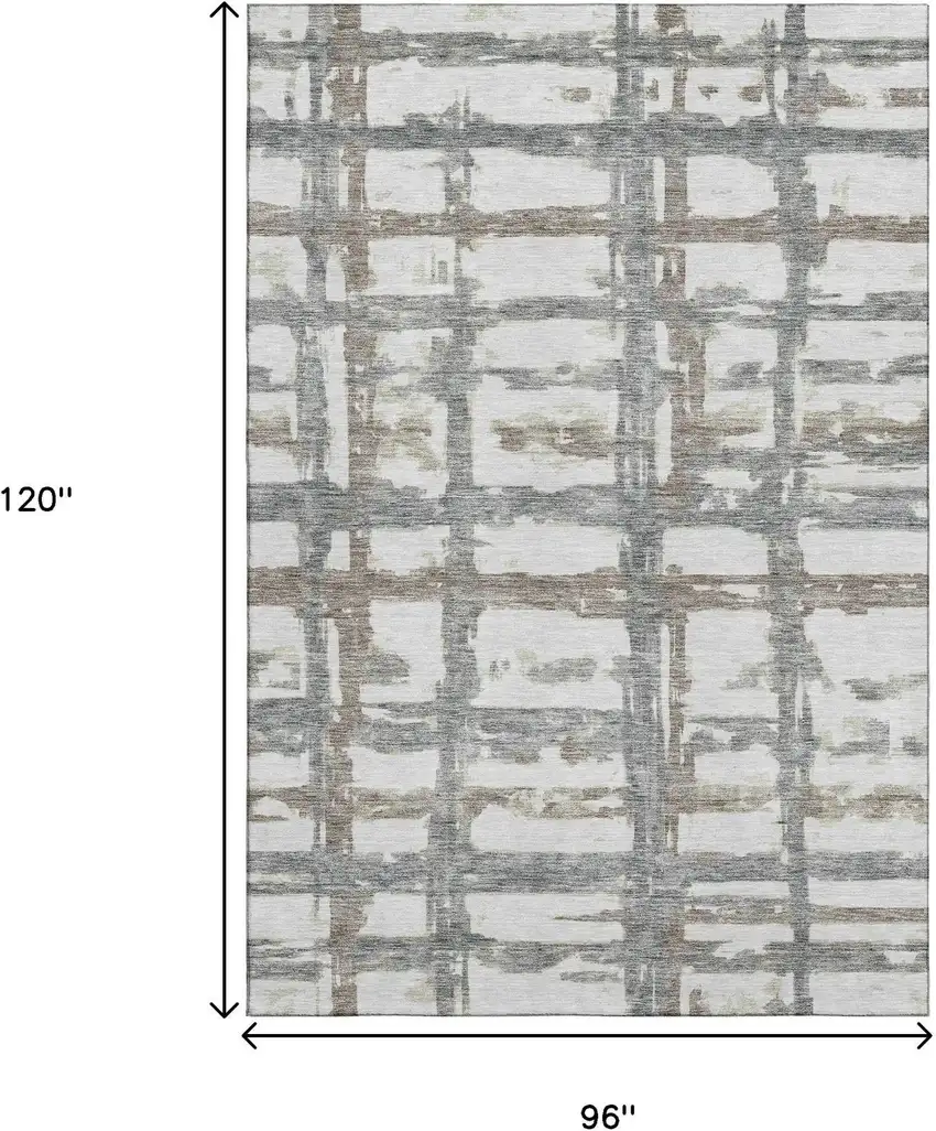 Silver Ivory And Gray Striped Washable Area Rug With UV Protection Photo 3
