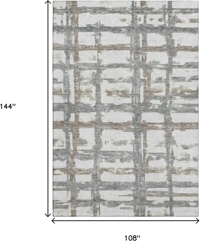 Silver Ivory And Gray Striped Washable Area Rug With UV Protection Photo 4