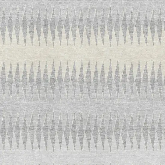 Silver Ivory And Gray Striped Washable Area Rug With UV Protection Photo 3