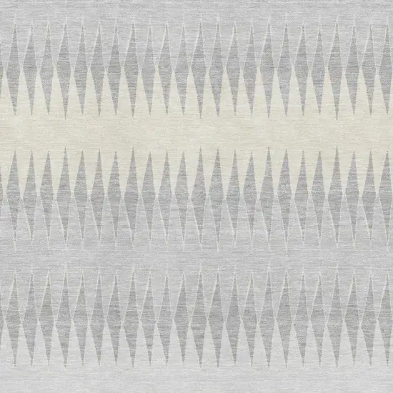 Silver Ivory And Gray Striped Washable Area Rug With UV Protection Photo 3