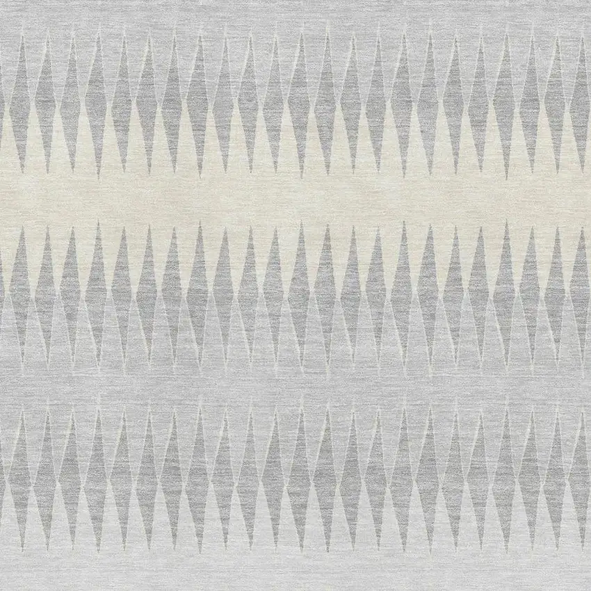 Silver Ivory And Gray Striped Washable Area Rug With UV Protection Photo 3