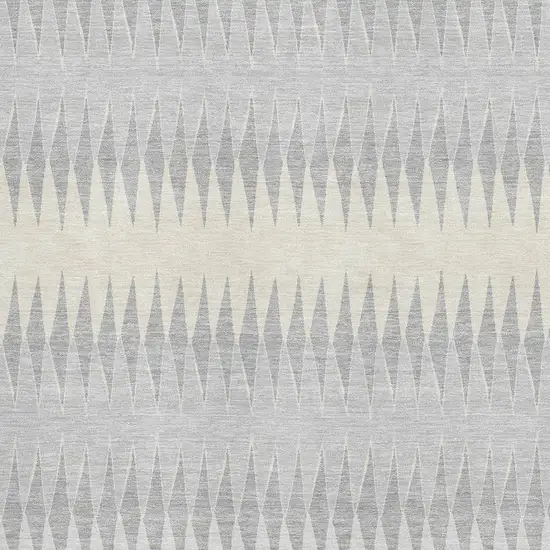 Silver Ivory And Gray Striped Washable Area Rug With UV Protection Photo 3