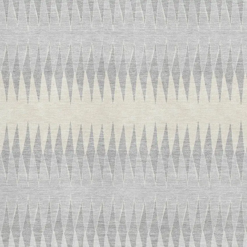 Silver Ivory And Gray Striped Washable Area Rug With UV Protection Photo 3