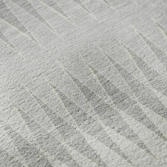 Silver Ivory And Gray Striped Washable Area Rug With UV Protection Photo 9