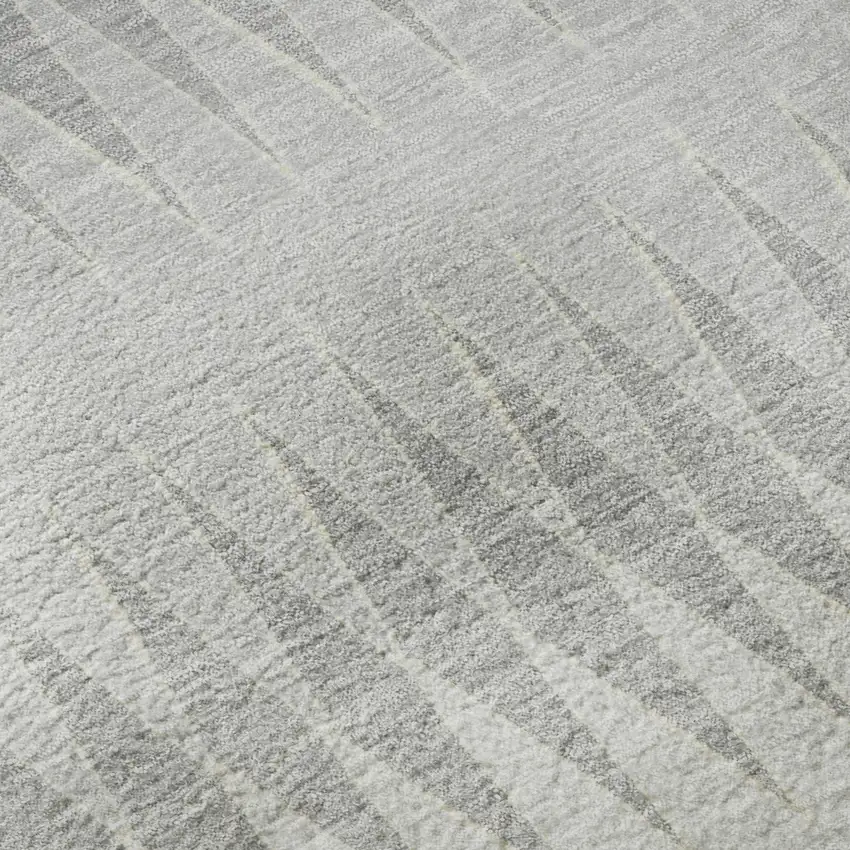 Silver Ivory And Gray Striped Washable Area Rug With UV Protection Photo 9