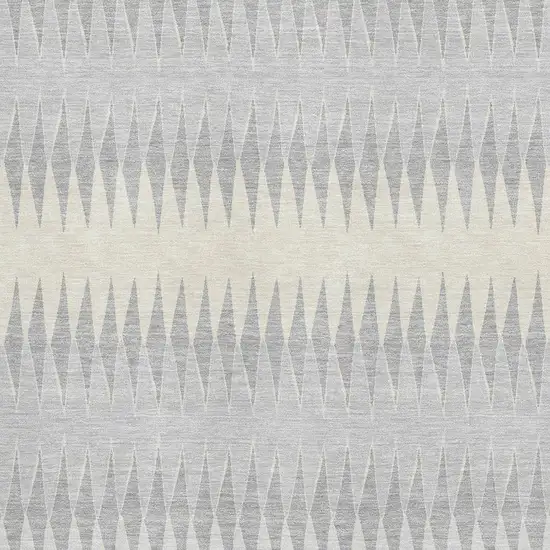 Silver Ivory And Gray Striped Washable Area Rug With UV Protection Photo 3