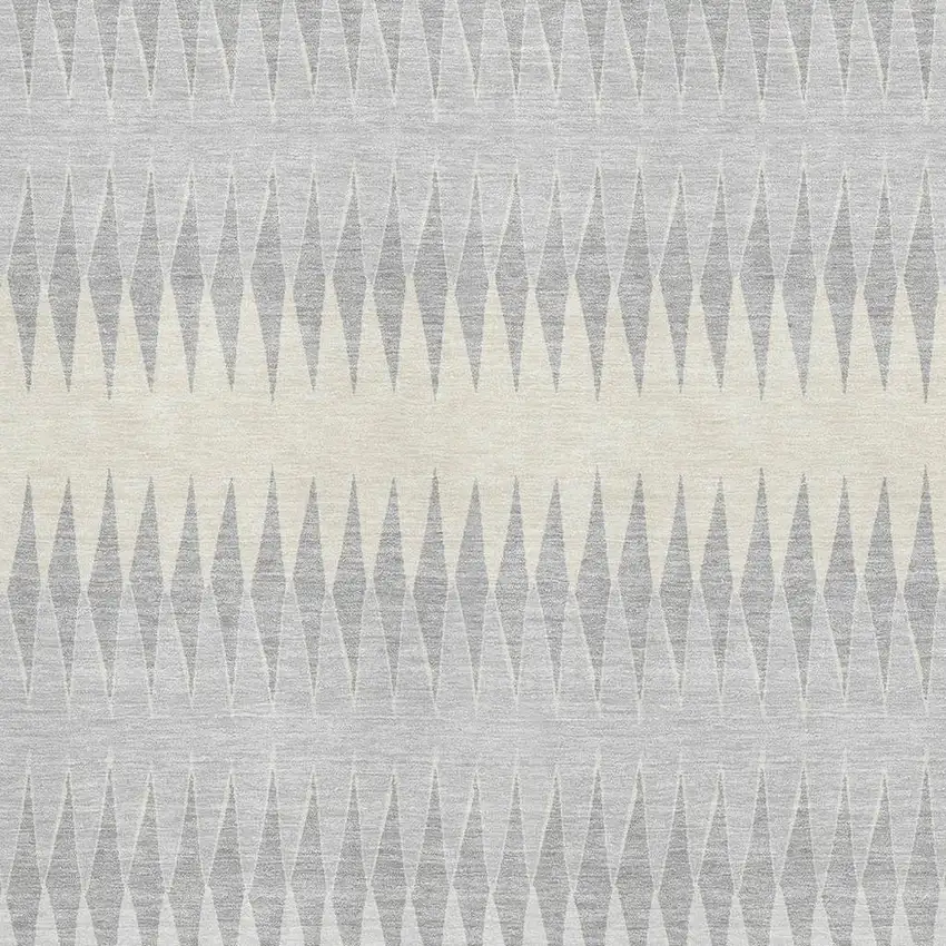 Silver Ivory And Gray Striped Washable Area Rug With UV Protection Photo 3