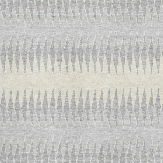 Silver Ivory And Gray Striped Washable Area Rug With UV Protection Photo 3