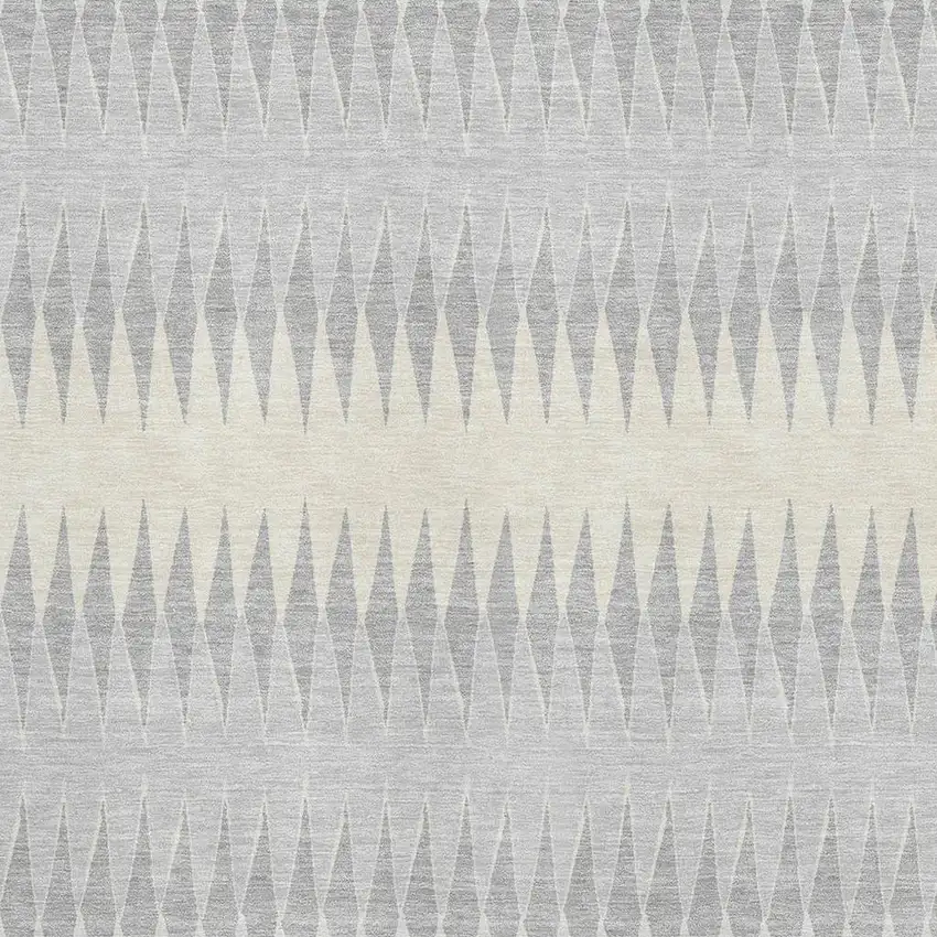 Silver Ivory And Gray Striped Washable Area Rug With UV Protection Photo 3