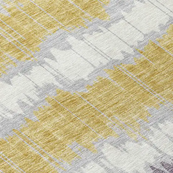 Silver Ivory And Purple Striped Washable Indoor Outdoor Area Rug Photo 4