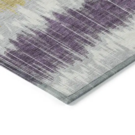 Silver Ivory And Purple Striped Washable Indoor Outdoor Area Rug Photo 3