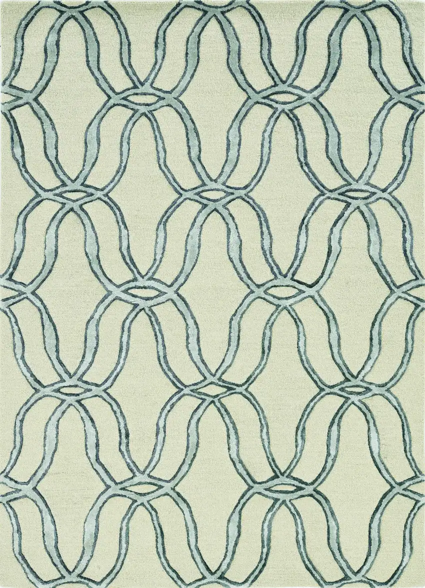 Silver Ivory Hand Tufted Vermicular Indoor Area Rug Photo 2