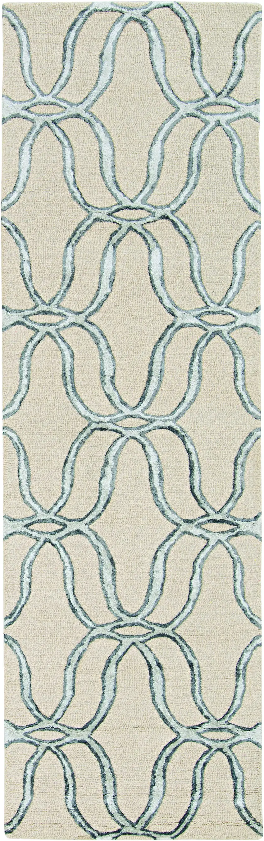 Silver Ivory Hand Tufted Vermicular Indoor Area Rug Photo 3