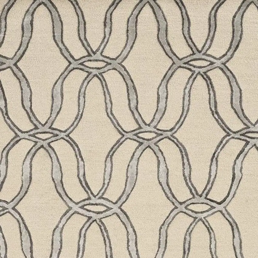 Silver Ivory Hand Tufted Vermicular Indoor Area Rug Photo 6