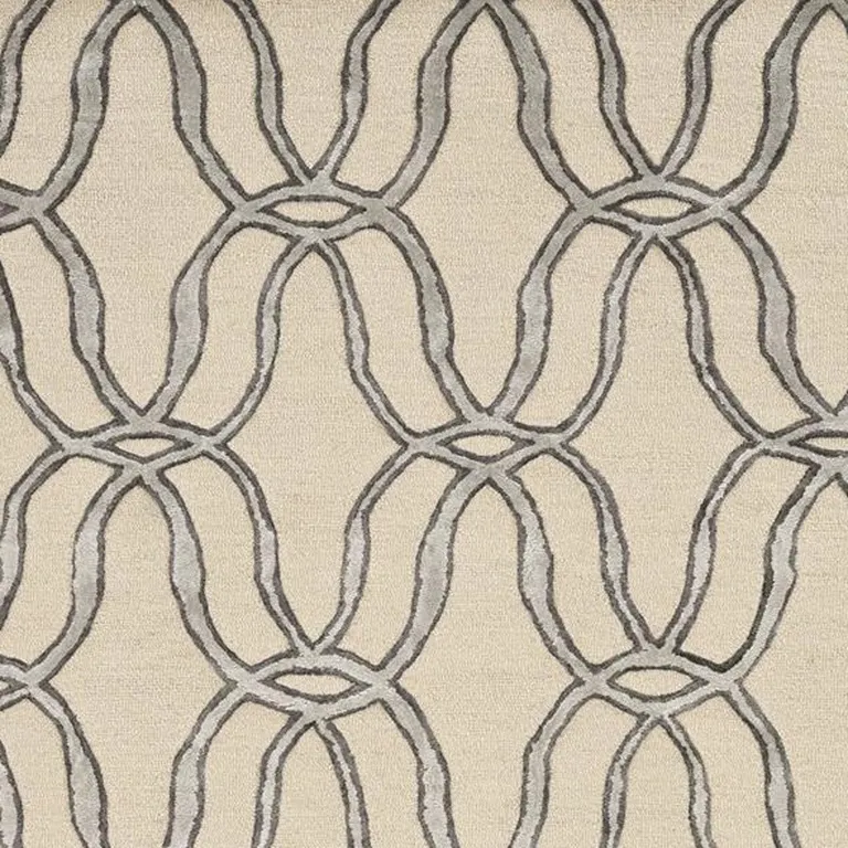 Silver Ivory Hand Tufted Vermicular Indoor Area Rug Photo 4
