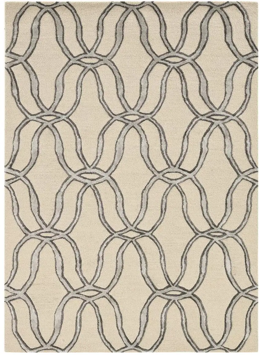 Silver Ivory Hand Tufted Vermicular Indoor Area Rug Photo 2