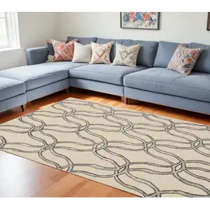 Photo of Silver Ivory Hand Tufted Vermicular Indoor Area Rug