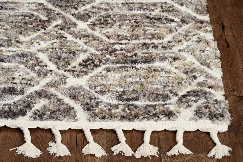 Silver Ivory Hand Tufted Vermicular Indoor Area Rug Photo 2