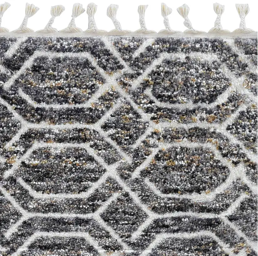 Silver Ivory Hand Tufted Vermicular Indoor Area Rug Photo 4