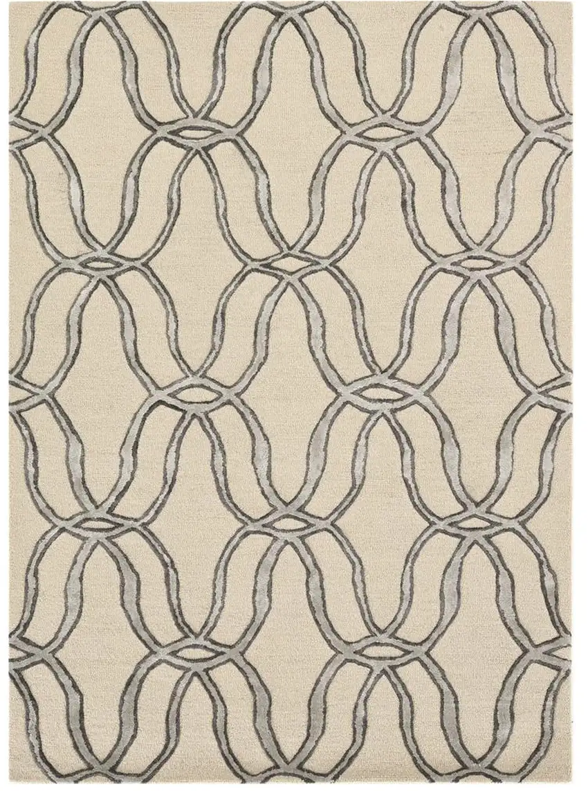 Silver Ivory Hand Tufted Vermicular Indoor Area Rug Photo 2