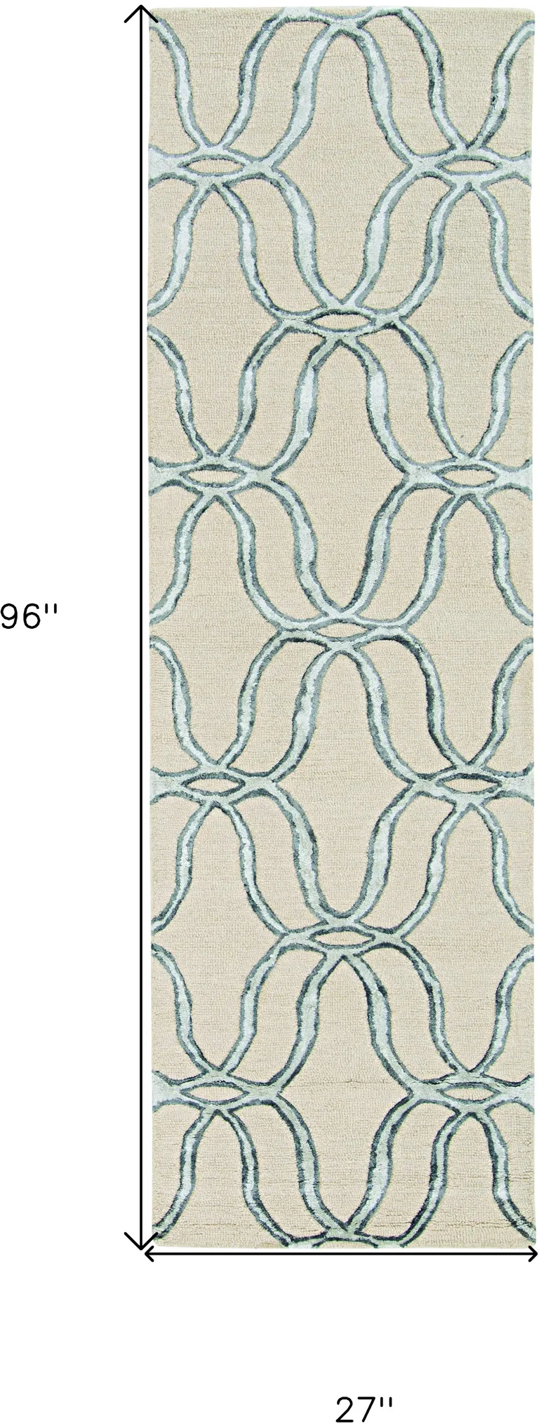 Silver Ivory Hand Tufted Vermicular Indoor Runner Rug Photo 3