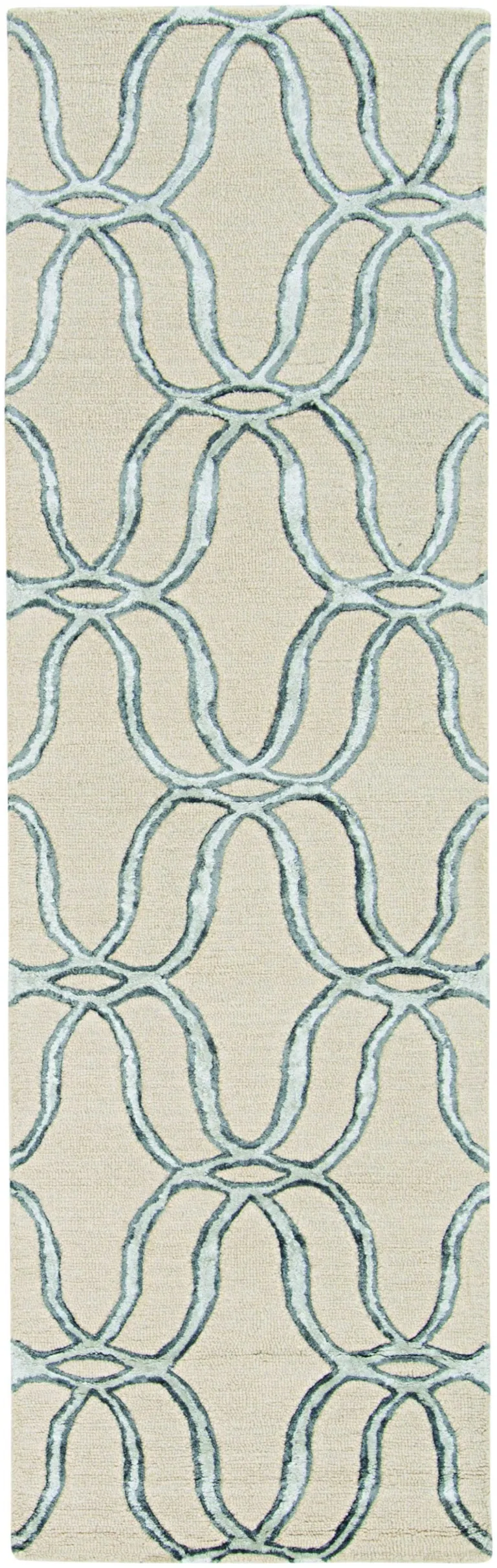 Silver Ivory Hand Tufted Vermicular Indoor Runner Rug Photo 5